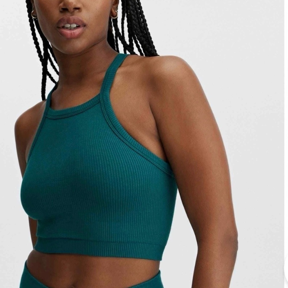 Fabletics Dawn Racerback Seamless Bralette - Fjord- Deep Teal Size Small